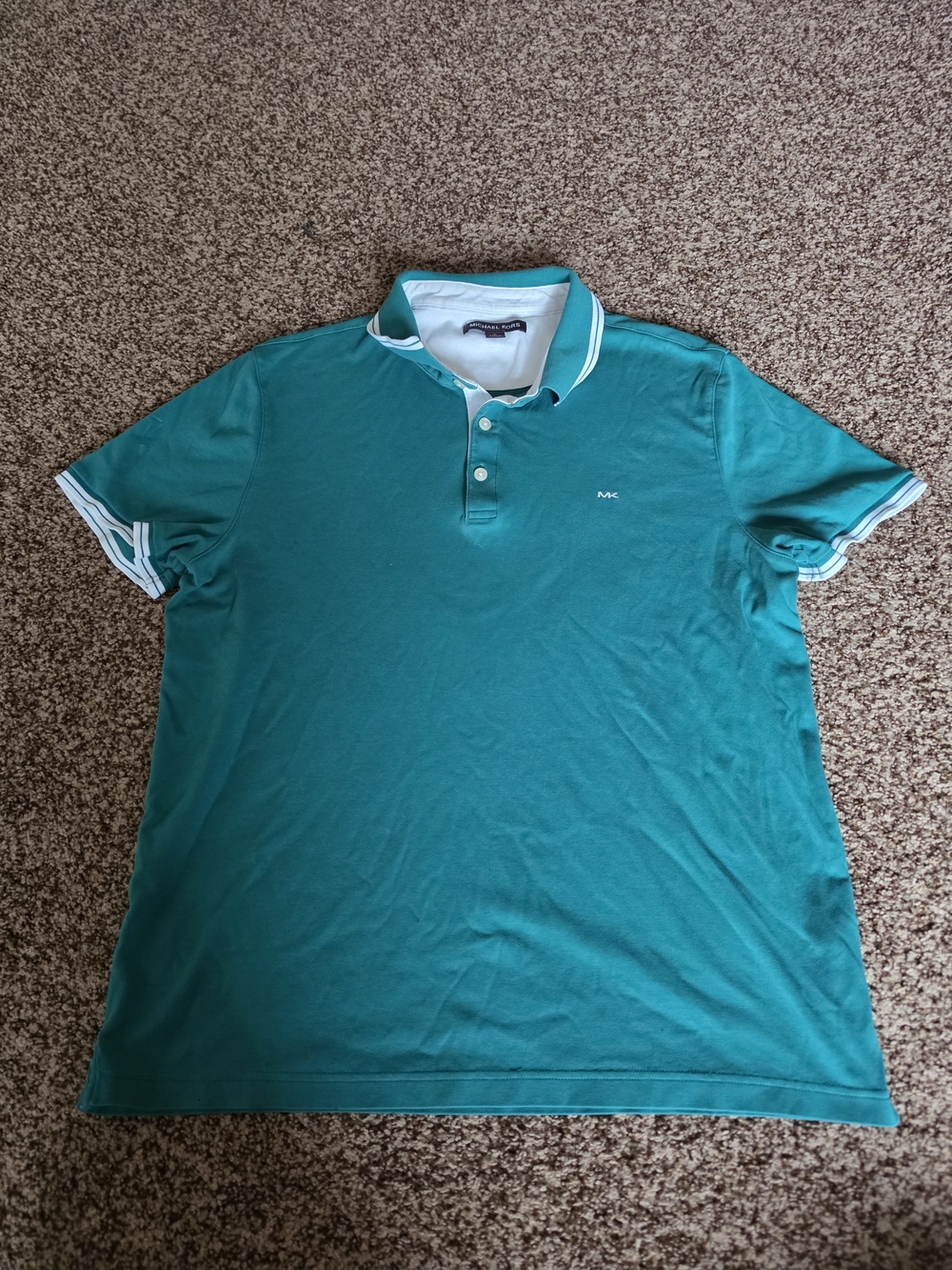 Michael Kors Mens L Teal Polo Button Golf Office Preppy Country Club